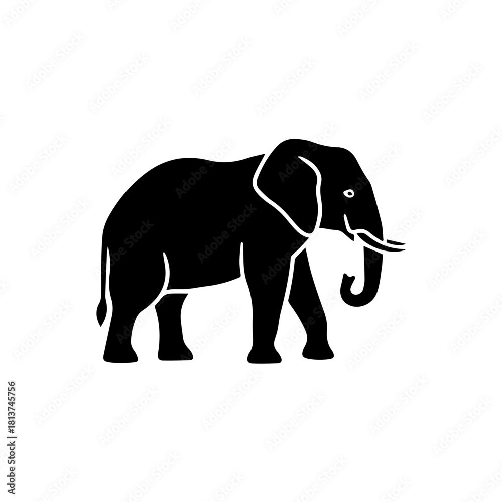 Fototapeta premium Black elephant silhouette elegant depiction of the majestic African mammal