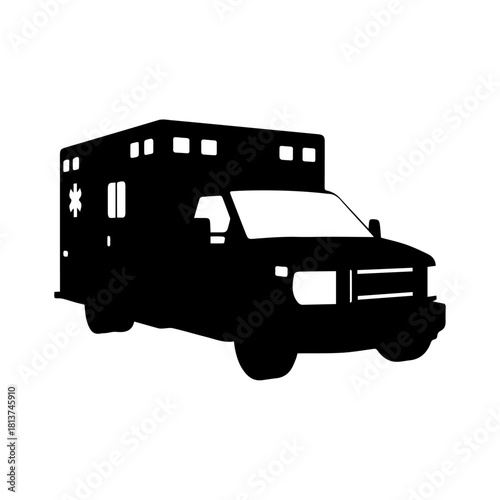 Emergency Medical Services A Silhouette of a Modern Ambulance for Medical Assistance