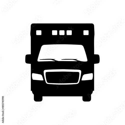 Emergency Services A Front-View Silhouette of an Ambulance for Medical Transportation