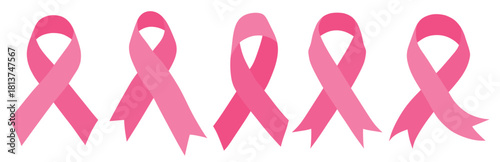 Ribbon vector cancer awareness set.