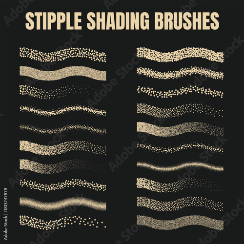 Stipple Texture Brushes. Digital assets featuring fine, medium, and coarse dot textures for shading and artistic details