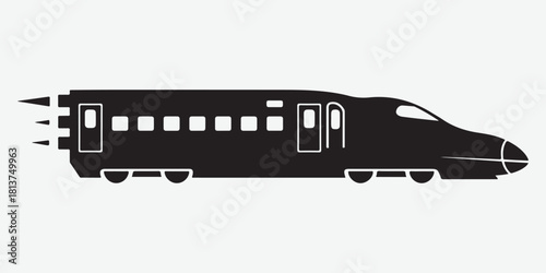 Black Silhouette of a High-Speed Train in Motion