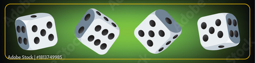 Collection of Dice Gambling White Cubes, showcasing various numbers, vector illustration.