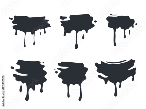 Hand drawn dripping pain or ink, graffiti dripping silhouette, blood