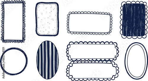 Various decorative hand drawn borders and frames collection kit