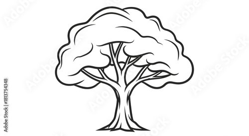 Simple outline drawing of a lush tree