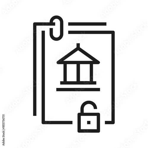 Open document with bank icon and paperclip