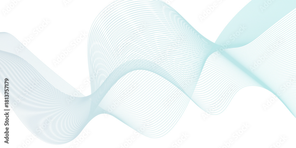 Fototapeta premium Energy abstract smooth blue gradient frequency. isolated element creative blend curve flow line technology. modern white web banner. vector beautiful waveform light music energy design.