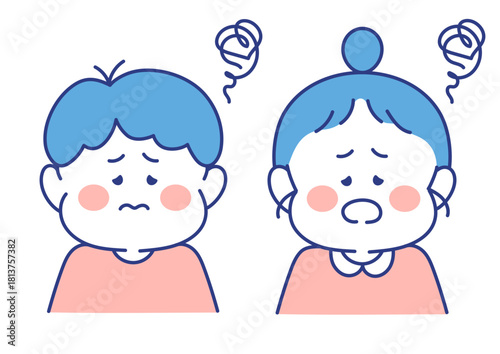 子ども　表情　イラスト　男女　困っている　ポーズ