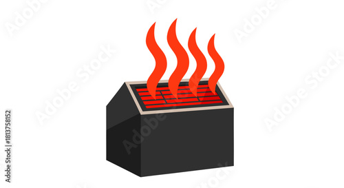 A simple graphic illustration of a black heater emitting red wavy heat lines from its top surface.