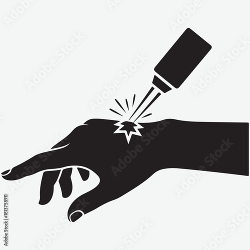 Icon of a laser treatment on a hand, symbolizing medical procedures