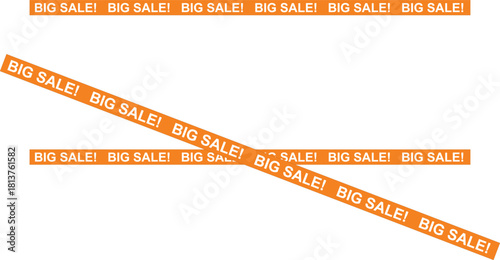 Big sale banner set orange ribbons with text vector design for advertising and promotion
