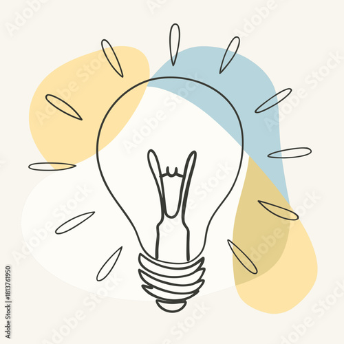 A glowing lightbulb drawing representing a bright idea