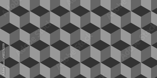 Abstract square gradient black cubic square shape backdrop texture. cube geometric wall and floor vector diamond hexagon triangle wallpaper background.	