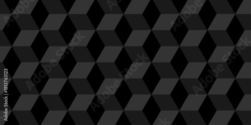 Abstract square dark black cubic square shape backdrop texture. cube geometric wall and floor vector diamond hexagon triangle wallpaper background.	