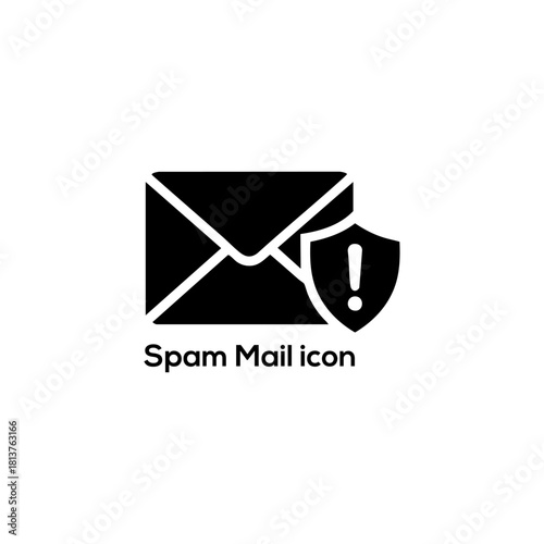 Spam Mail Security Icon with Envelope and Warning Shield, Cyber Alert Vector for Email Message Protection and Antivirus Design

