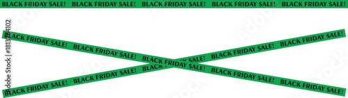 Green Black Friday sale tape banners crossed and straight for promotional design elements