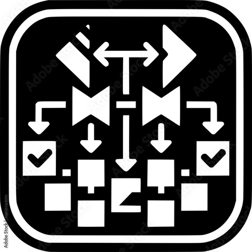 Kanban Project Management Icon - Geometric Monochrome Vector Design for Agile Workflow Task Management Project Planning Productivity Board Scrum Organization
