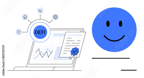 Decentralized finance concept. Decentralized finance features blockchain technology, smart contracts, and financial decentralization applications. Ideal for fintech, blockchain, finance, investments
