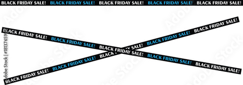 Black Friday sale ribbons crossed and horizontal vector illustration for advertising and promotion