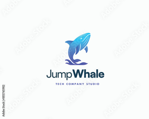 colorful unique whale logo template