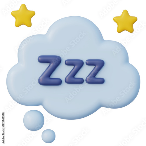 Fotografía Sleepy zzz thought bubble with stars 3d icon