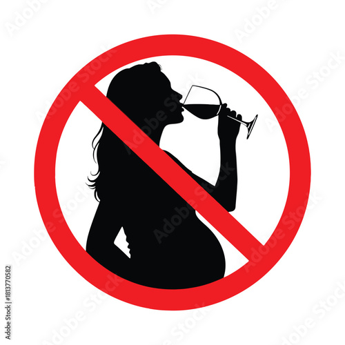 No drinking during pregnancy a silhouette of a pregnant woman with wine
