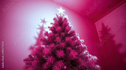 Surreal Infrared Christmas Tree Under Strong Hard Light with Harsh Shadows