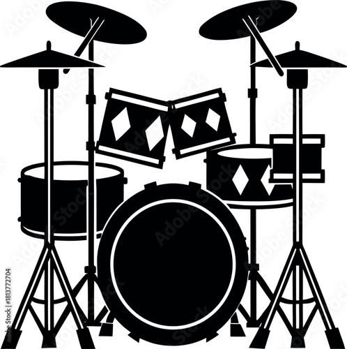 Black vector silhouette of electronic drums for a music show performance
