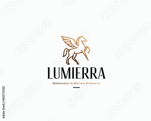 Winged horse modern logo. King heraldic emblem Vector illustration.