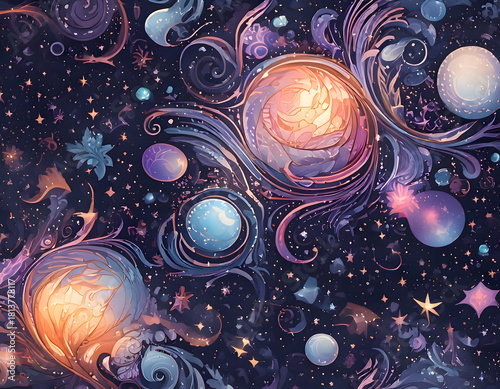 abstract fractal background with circles