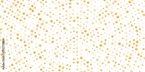 Gold falling down confetti background. Repeated golden dotted glitter pattern. Yellow, orange and golden dots wallpaper. Celebration Christmas, New Year or birthday party repeating backdrop. Vector