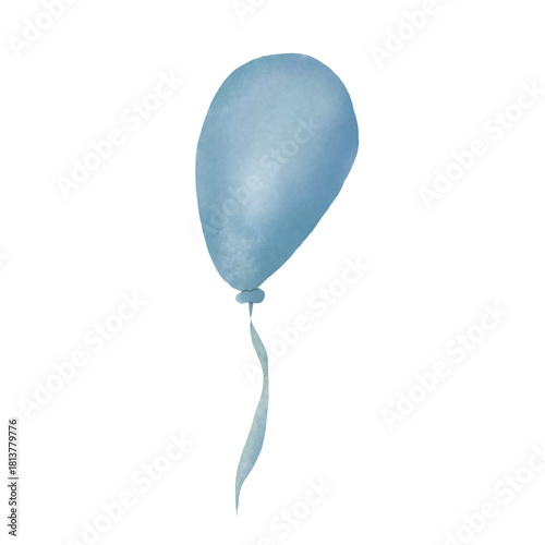 blue balloon isolated on white, Watercolor Illustration of a Blue Balloon
