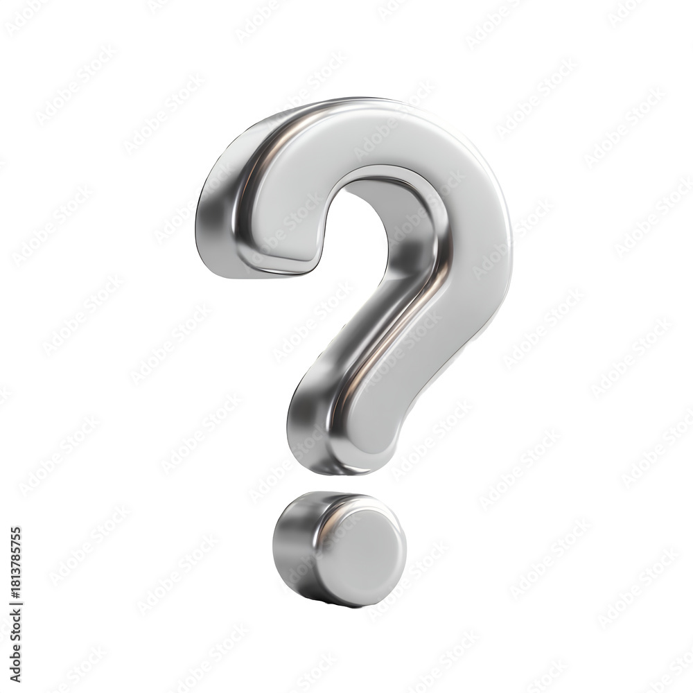 Naklejka premium Shiny metallic question mark symbol isolated on white background
