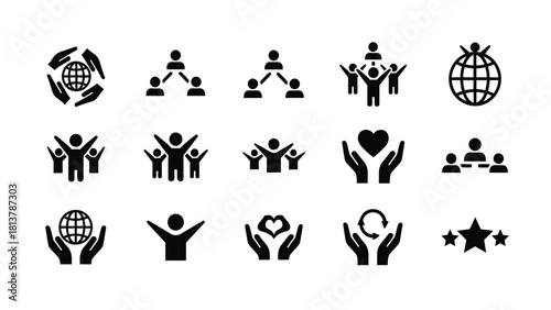 Community, Teamwork, and Social Responsibility Vector Icon Set