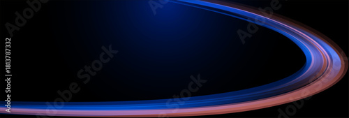 Lines in the shape of a comet against a dark background. Vortex streams of neon light. Magic of moving fast lines. Laser beams, horizontal light rays.	