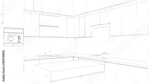 sketch of a house kitchen 