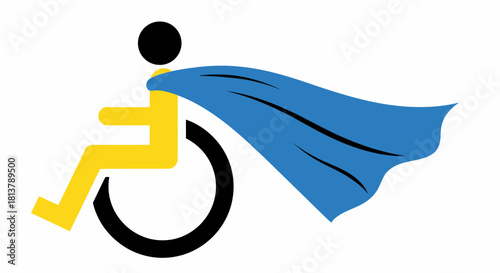 Empowering Accessibility Superhero wheelchair with cape conveying strength and positivity