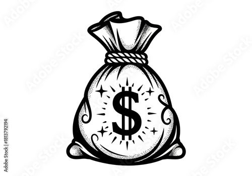 Vector illustration of a money bag with a dollar sign, financial success concept, clipart style vector