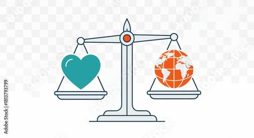 Balancing act portraying human compassion and global awareness for a sustainable future