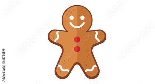 Festive gingerbread man with icing details isolated on a clean white background for holiday