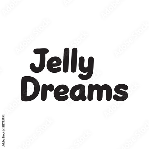 A cute “Jelly Dreams” typography design featuring soft curves and playful style, perfect for kids’ products, stickers, t-shirts, and creative print-on-demand projects.