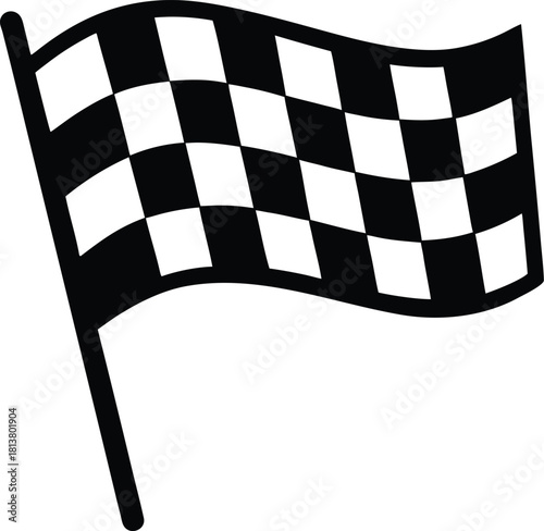 Green racing flag icon with checkered pattern