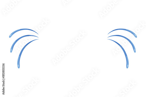 Cartoon tear drops icon. Sorrow cry streams, tear blob. Crying fluid, falling blue water drops. Isolated vector for sorrowful character weeping expression. Wet grief droplets