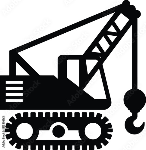 Crawler Crane with Large Lifting Hook Icon
