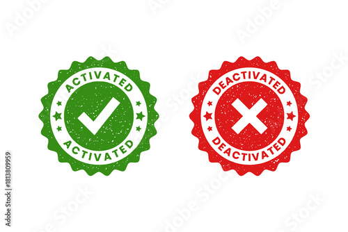 Set of Activated and Deactivated Rubber Stamps for Office and Administrative Use