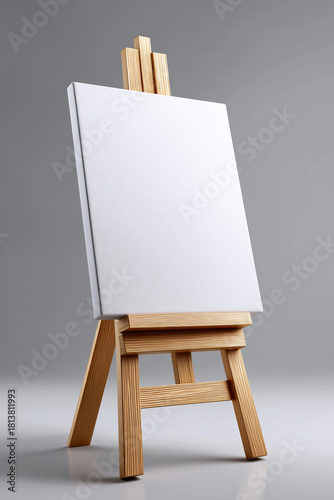 Wallpaper Mural Leere weiße Leinwand auf Holzstaffelei vor neutralem Hintergrund Torontodigital.ca