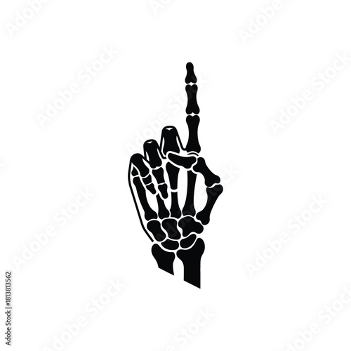 Skeletal Hand With Index Finger Pointing Upward.