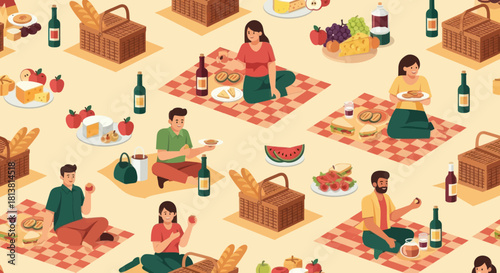 People are enjoying an outdoor meal at a picnic.