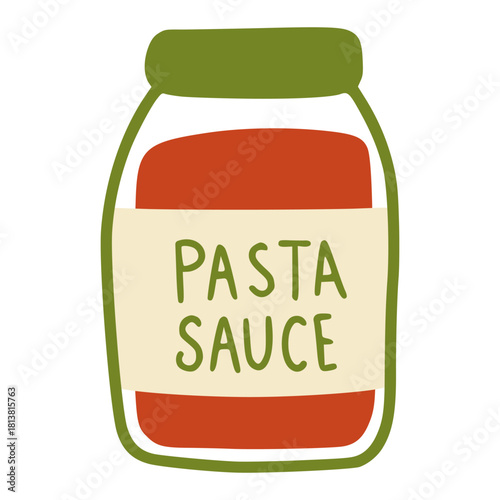Pasta sauce in jar with label concept